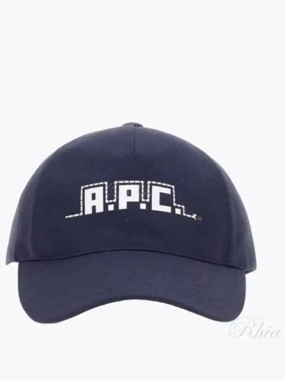 Curved Brim Embroidered Logo Cotton Ball Cap Blue - A.P.C. - BALAAN 2