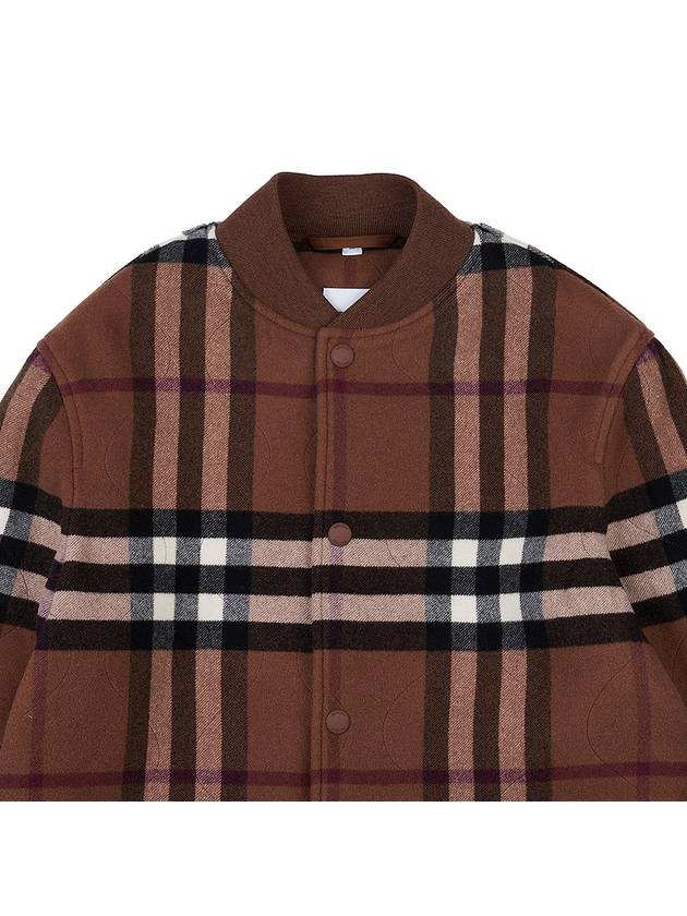 Quilted Check Wool Blend Bomber Jacket Dark Birch Brown - BURBERRY - BALAAN 4