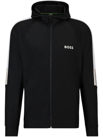 Logo Print Zip-Up Hoodie Black - HUGO BOSS - BALAAN 1