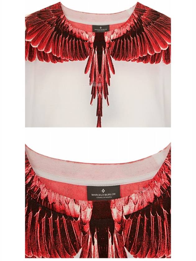 Red Wings Short Sleeve T-shirt White - MARCELO BURLON - BALAAN 7