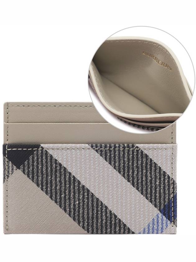 Checked Leather Card Wallet Beige - BURBERRY - BALAAN 3