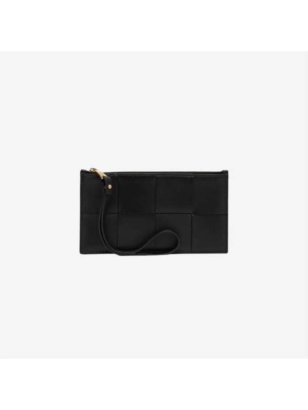 Intrecciato Weaving Gold Zipper Strap Bill Clutch Bag Black - BOTTEGA VENETA - BALAAN 2