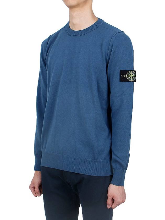 Crewneck Soft Cotton Knit Top Avio Blue - STONE ISLAND - BALAAN 4