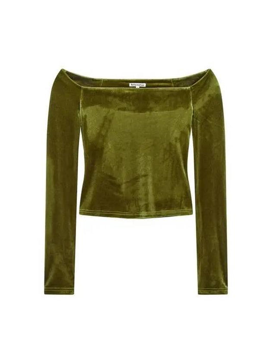 Wide Neck Easy Velvet Top Green 270619 - REFORMATION - BALAAN 1