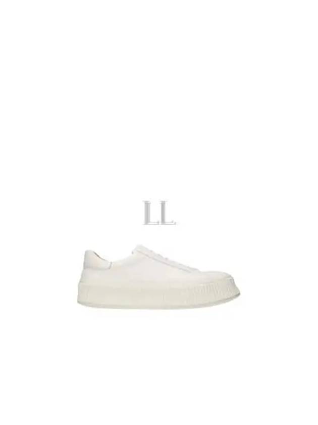 Platform Sole Lace-up Leather Low Top Sneakers White - JIL SANDER - BALAAN 2