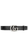 GG Marmont Double Buckle Belt Black Silver - GUCCI - BALAAN 2