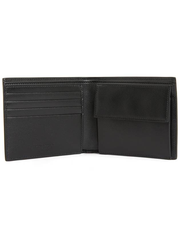 Logo Smooth Leather Half Wallet Black - SAINT LAURENT - BALAAN 5