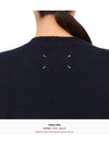 Women's V-neck Knit Midi Dress Blue - MAISON MARGIELA - BALAAN.