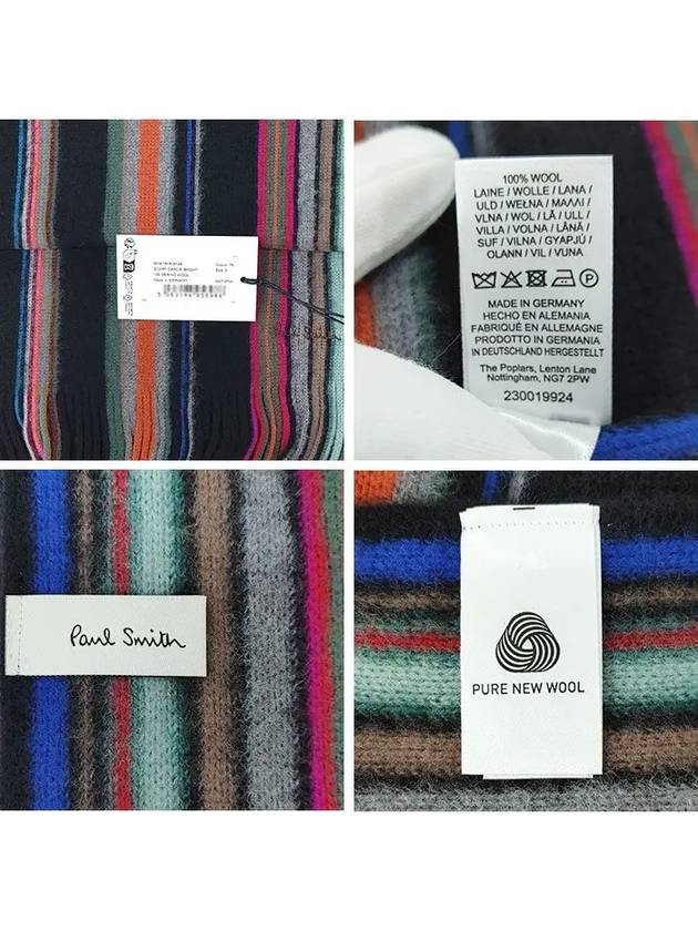 Signature Stripe Cashmere Scarf Black - PAUL SMITH - BALAAN 6