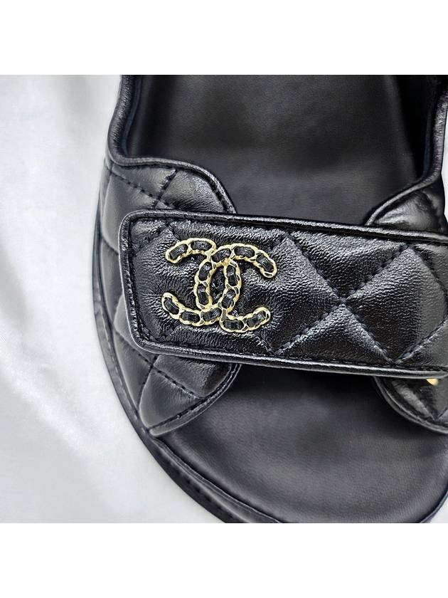 CC Logo Velcro Sandals Black - CHANEL - BALAAN 4