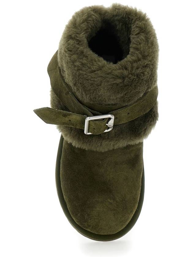 Burberry Shearling Collar Suede Chavi Middle Boots Green - BURBERRY - BALAAN 5