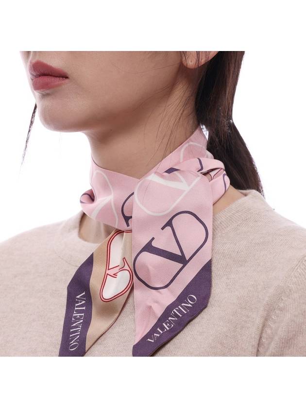 V Logo Signature Scarf Pink - VALENTINO - BALAAN 5