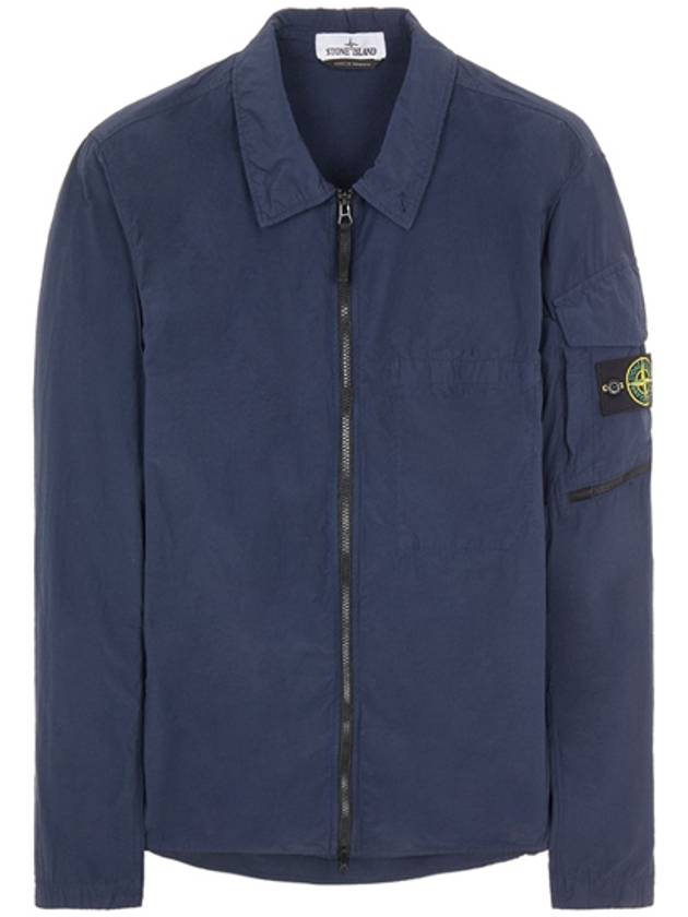 Men's Naslan Light Garment Dye Zip-up Jacket Navy - STONE ISLAND - BALAAN 2