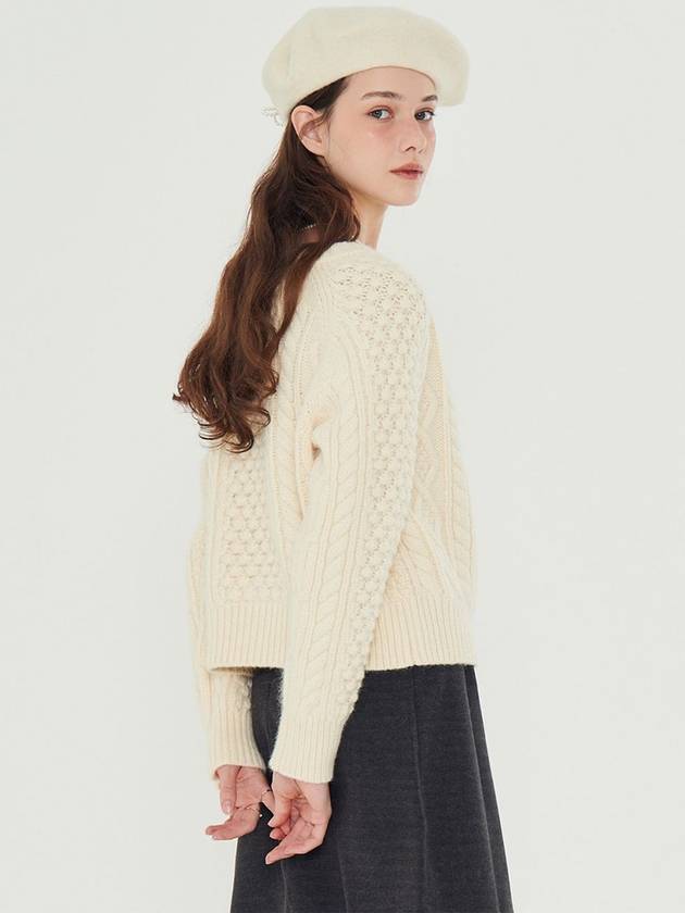 Ribbon Button Wool Knit Cardigan Cream - METAPHER - BALAAN 5