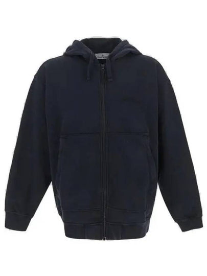 Garment Dyeing Cotton Jersey Zip-Up Hoodie Navy - STONE ISLAND - BALAAN 2