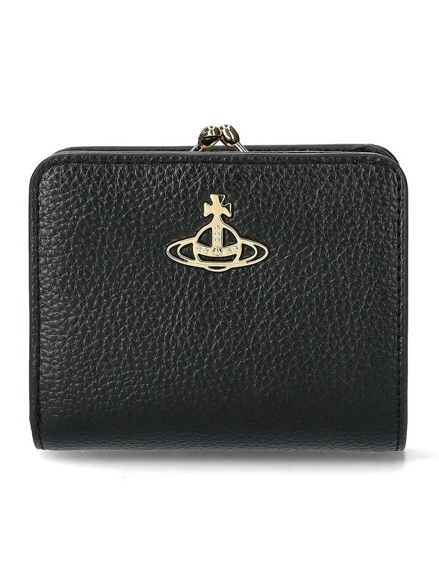 Re-Vegan Gold Logo Half Wallet Black - VIVIENNE WESTWOOD - BALAAN 1