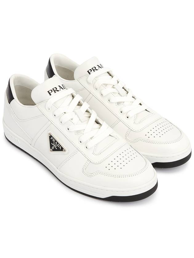 Downtown Triagle Logo Leather Low Top Sneakers White - PRADA - BALAAN 4