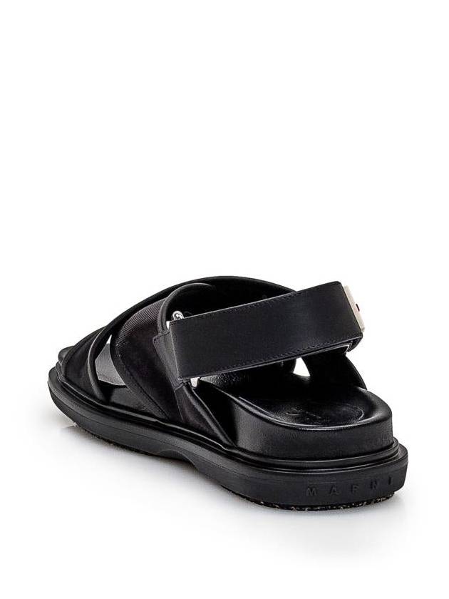 Logo Patch Crossover Sandals Black - MARNI - BALAAN 4