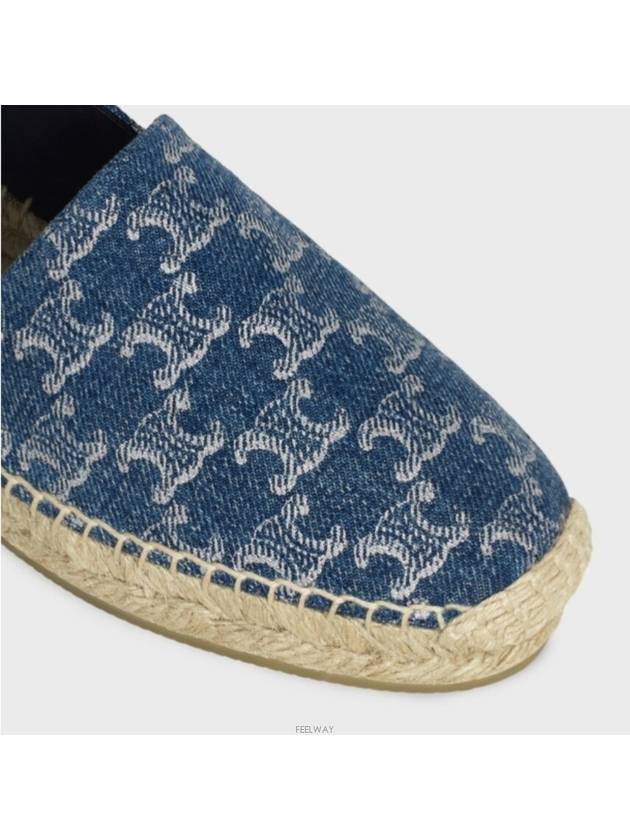 Triomphe Stamped Denim Espadrilles Navy - CELINE - BALAAN 4