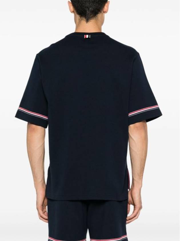 Cotton Rugby Short Sleeve T-Shirt Navy - THOM BROWNE - BALAAN 6