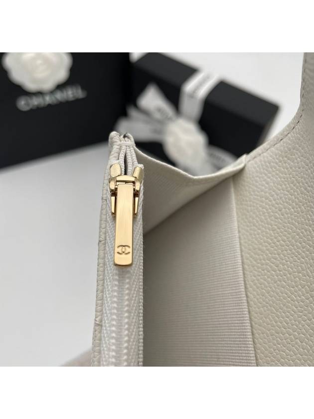 Classic snap zipper card wallet caviar ivory gold AP4096 - CHANEL - BALAAN 9