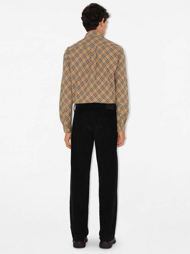 B Shield Embroidered Check Cotton Long Sleeve Shirt Sand - BURBERRY - BALAAN 5