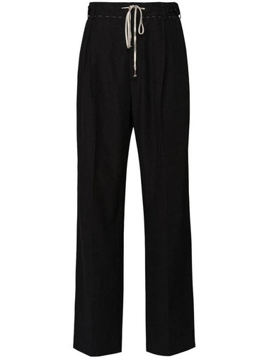 Drawstring Cotton High Waist Pants Black - MAISON MARGIELA - BALAAN 1