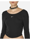 Cropped Long Sleeve T Shirt FN3661 010 Black WOMENS M Euro Fit - NIKE - BALAAN 5