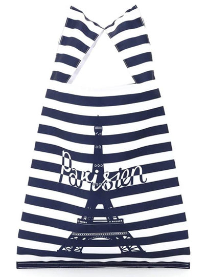 Parisian Tower Striped Nylon Tote Bag Navy - MAISON KITSUNE - BALAAN 2