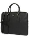 Triangle Logo Saffiano Leather Brief Case Black - PRADA - BALAAN 3