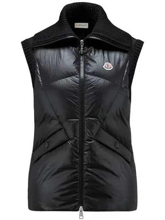 Women's Padded Wool Vest Black - MONCLER - 1