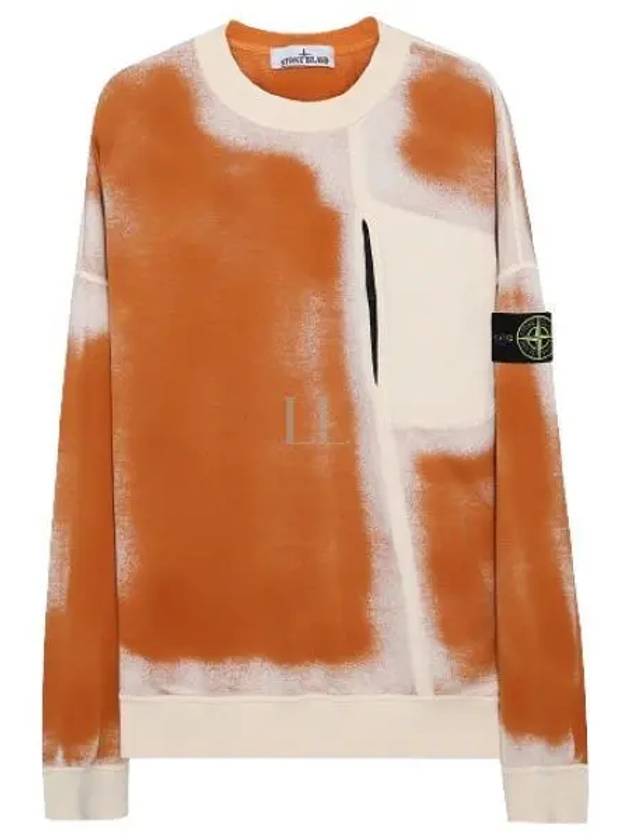 Hand Sprayed Airbrush Treatment Crew Neck Sweatshirt Orange - STONE ISLAND - BALAAN 2