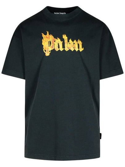 Palm Angels Burning Logo Short Sleeve T Shirt Black - PALM ANGELS - BALAAN 2