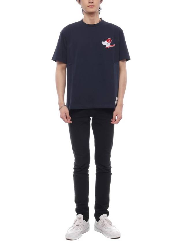 Hector Patch Short Sleeve T-Shirt Navy - THOM BROWNE - BALAAN 4