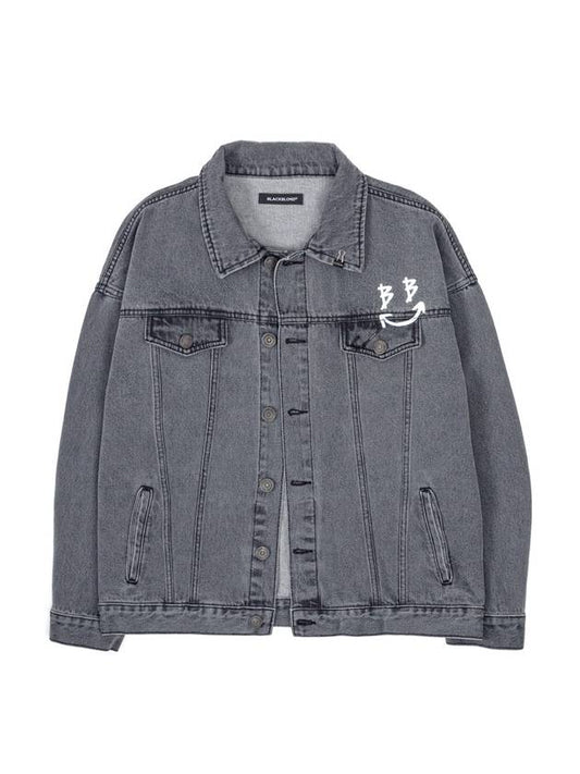 BBD Smile Logo Denim Jacket Dark Gray - BLACKBLOND - BALAAN 2