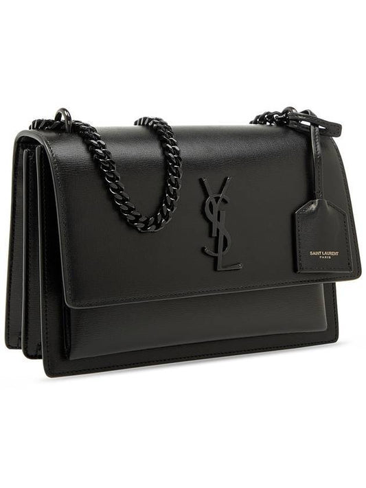 Medium Sunset Shoulder Bag Black - SAINT LAURENT - BALAAN.