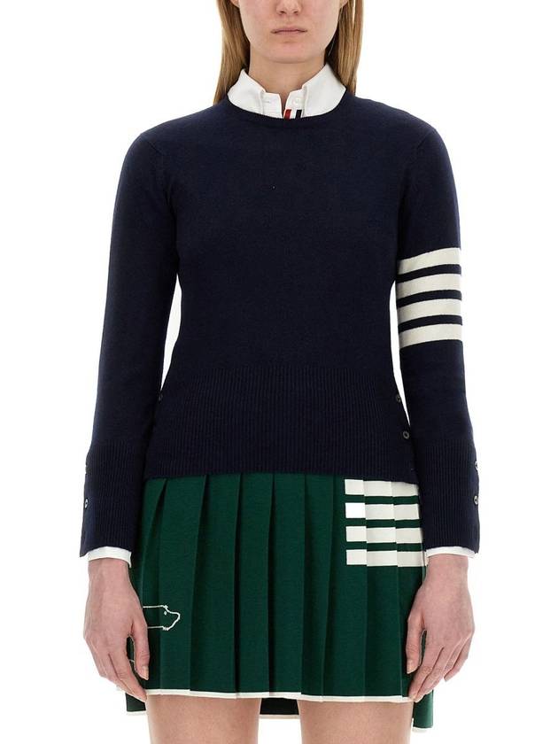 Women's 4 Bar Classic Cashmere Pullover Knit Top Navy - THOM BROWNE - BALAAN 2