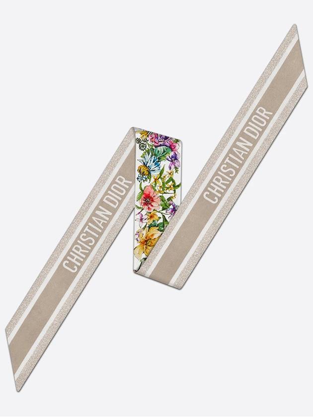 D Floral Mitzah Silk Twill Scarf White - DIOR - BALAAN 3