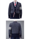 Mohair Tweed 4-Bar Classic V-neck Cardigan Navy - THOM BROWNE - BALAAN 6