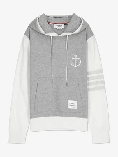 Funmix Lightweight Anchor Loopback 4 Bar Hoodie Grey - THOM BROWNE - BALAAN 2