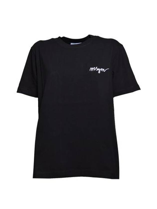 Embroidery Logo Crew Neck Short Sleeve T-Shirt Black - MSGM - BALAAN 2