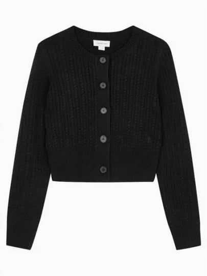 Jeans Cable Knit Cropped Cardigan Black - CALVIN KLEIN - BALAAN 2