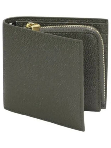 RWB Tab Pebble Grain Zipper Coin Pocket Half Wallet - THOM BROWNE - BALAAN 1