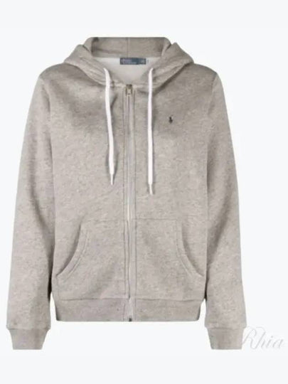 Embroidered Logo Pony Zip-Up Hoodie Grey - POLO RALPH LAUREN - BALAAN 2