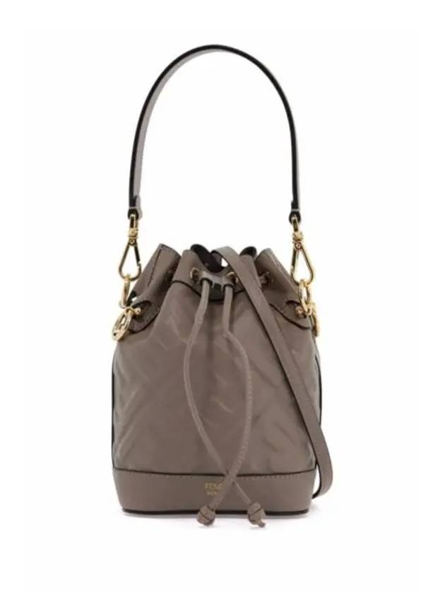 Mon Tresor FF Motif Leather Mini Bucket Bag Grey - FENDI - BALAAN 2