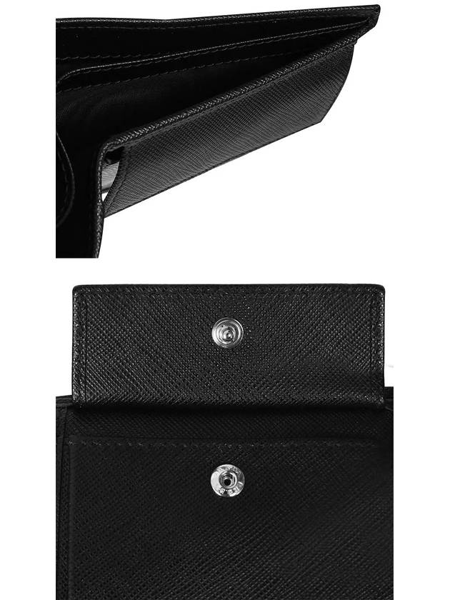 Saffiano Coin Pocket Triagle Logo Leather Wallet Black - PRADA - BALAAN 5