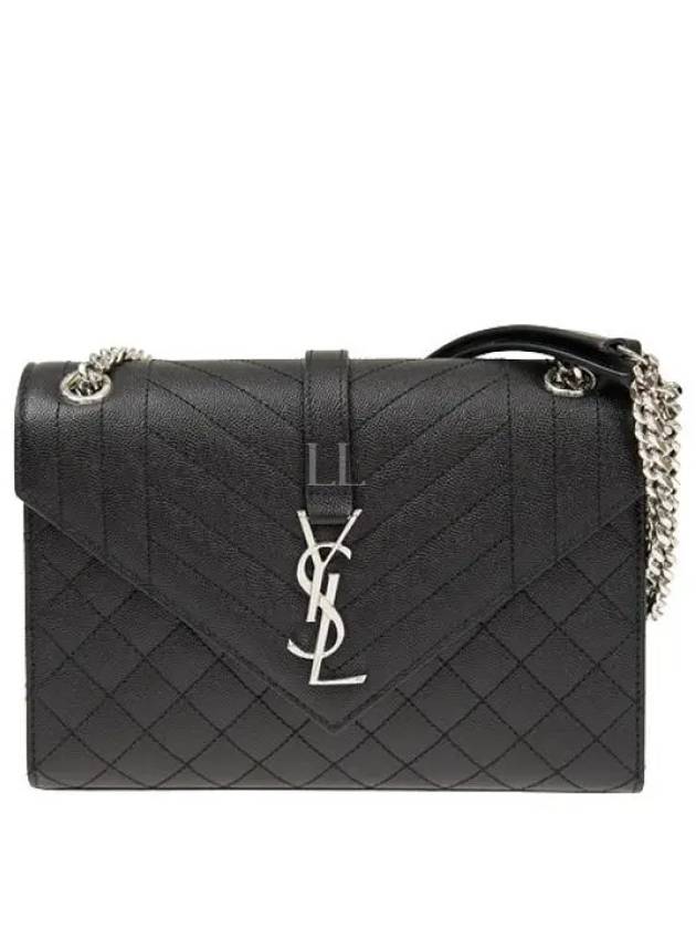 Envelope Medium Chain Bag in Mix Matelasse Grain De Poudre Embossed Leather Black - SAINT LAURENT - BALAAN 2