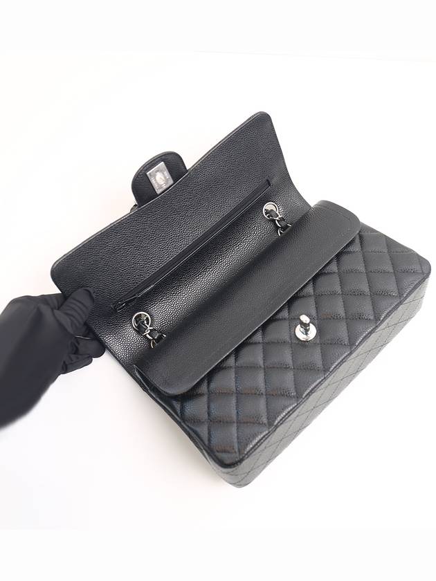 Classic Grained Calfskin Medium Shoulder Bag Black - CHANEL - BALAAN 7