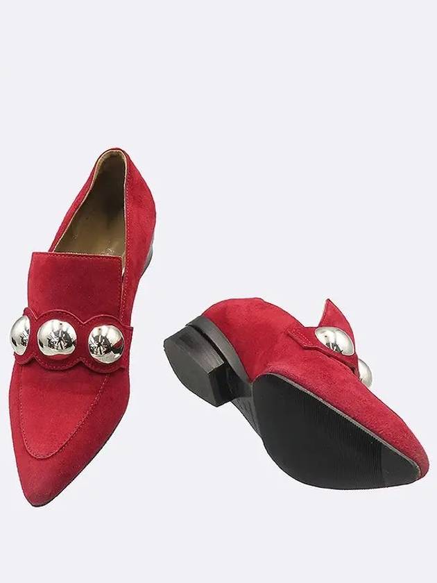 Burgundy color suede women s loafers size 35 - HERMES - BALAAN 3