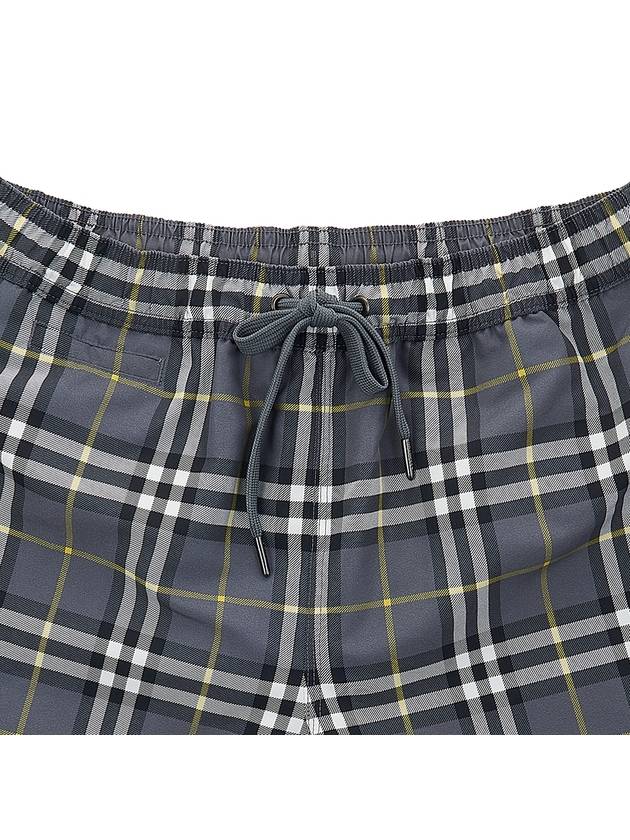 Men's Check Drawcord Swim Shorts Storm Gray - BURBERRY - BALAAN 4